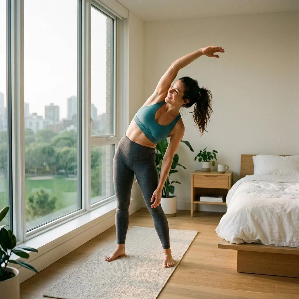 Person practicing yoga in a peaceful wellness setting